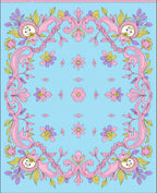 Whimsical Pink Floral Scrollwork Medallions Rug