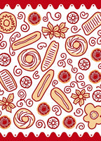 Red Tan Sweet Pastry Doodle Rug