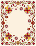 Red Yellow Floral Rabbit Border Rug