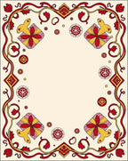 Red Yellow Floral Rabbit Border Rug