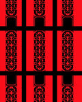 Crimson Red Geometric Lattice Panel Rug
