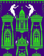 Vivid Green Gothic Spirits Architecture Rug