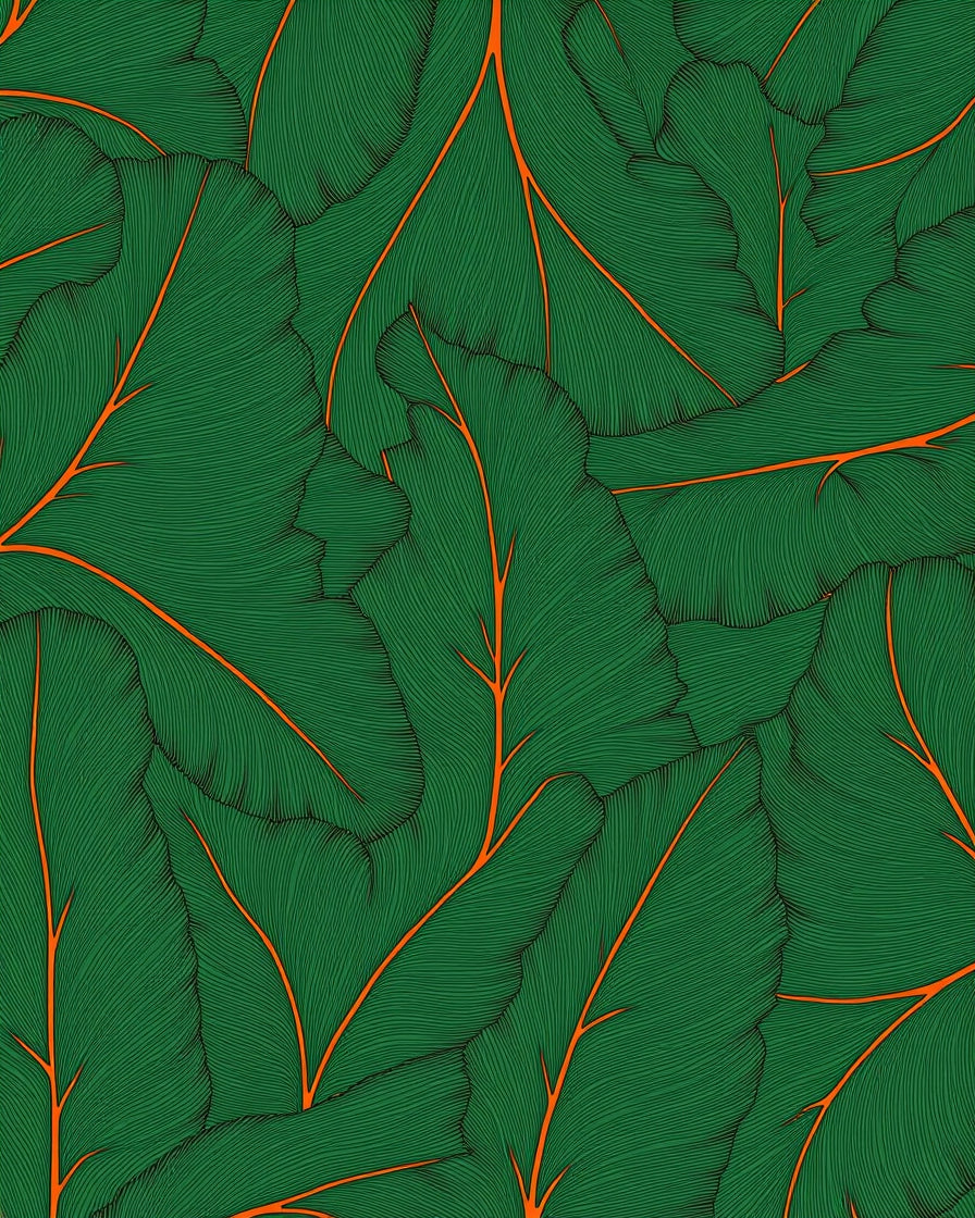 Emerald Green Tropical Leaf Vein Rug