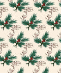 Festive Green Pine Berry Sprig Rug
