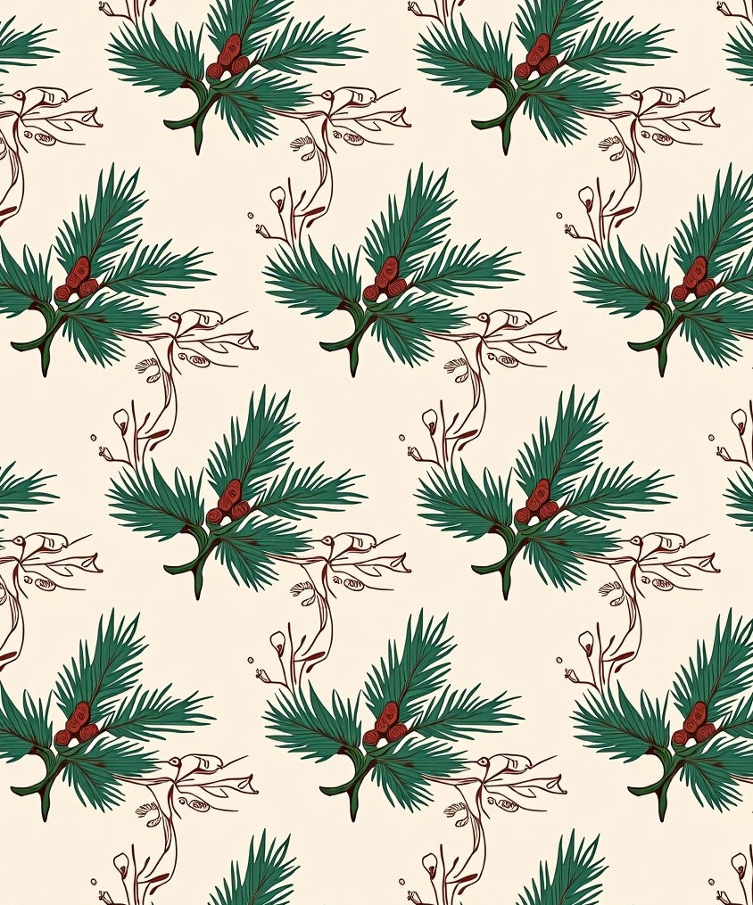 Festive Green Pine Berry Sprig Rug