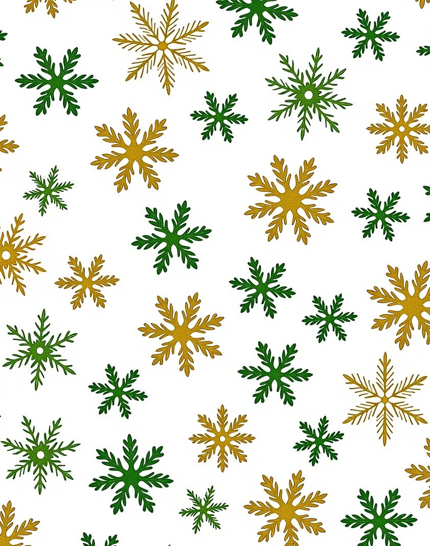 Gold Green Snowflake Snow Fall Rug