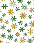 Gold Green Snowflake Snow Fall Rug