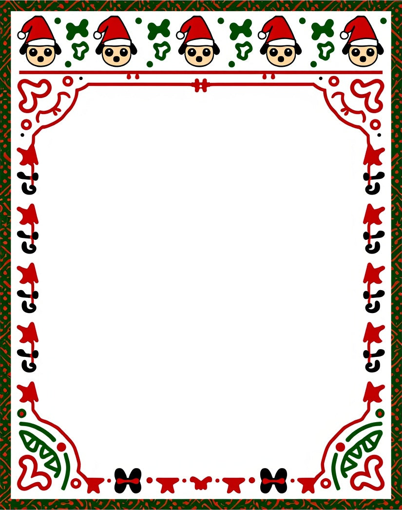 Christmas Puppy Santa Hat Border Rug