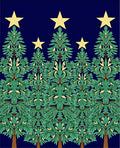 Green Starry Forest Trees Rug