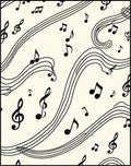 Black Musical Notes Ivory Flowing Lines Rug