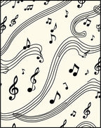 Black Musical Notes Ivory Flowing Lines Rug