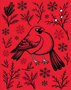 Cardinal with Snowflakes and Branches Rug