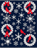 Red Cardinal Snowflake Wreath Navy Rug