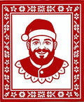 Festive Red Santa Claus Floral Border Rug