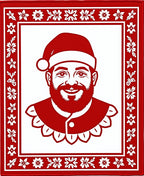 Festive Red Santa Claus Floral Border Rug