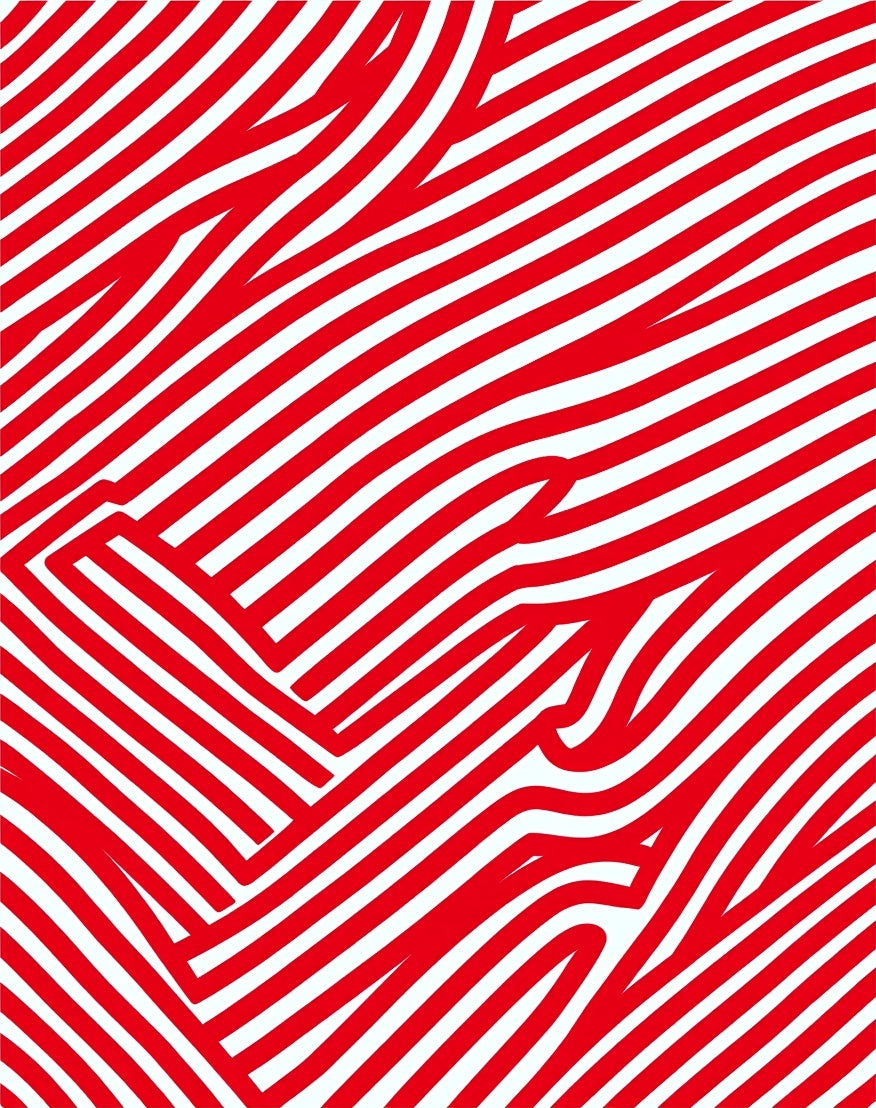 Bold Red White Stripe Curve Rug