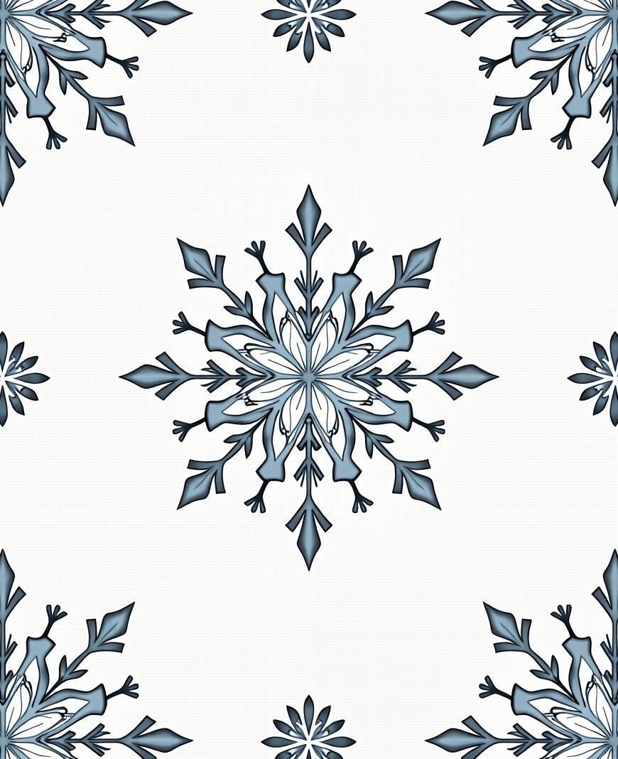 Winter Blue Snowflake Corner Art Rug