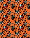 Bold Orange Red Black Character Swirl Rug