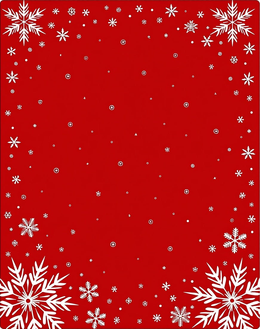 White Snowflakes on Red Field Rug