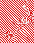 Bold Red Swirl Abstract Stripe Rug