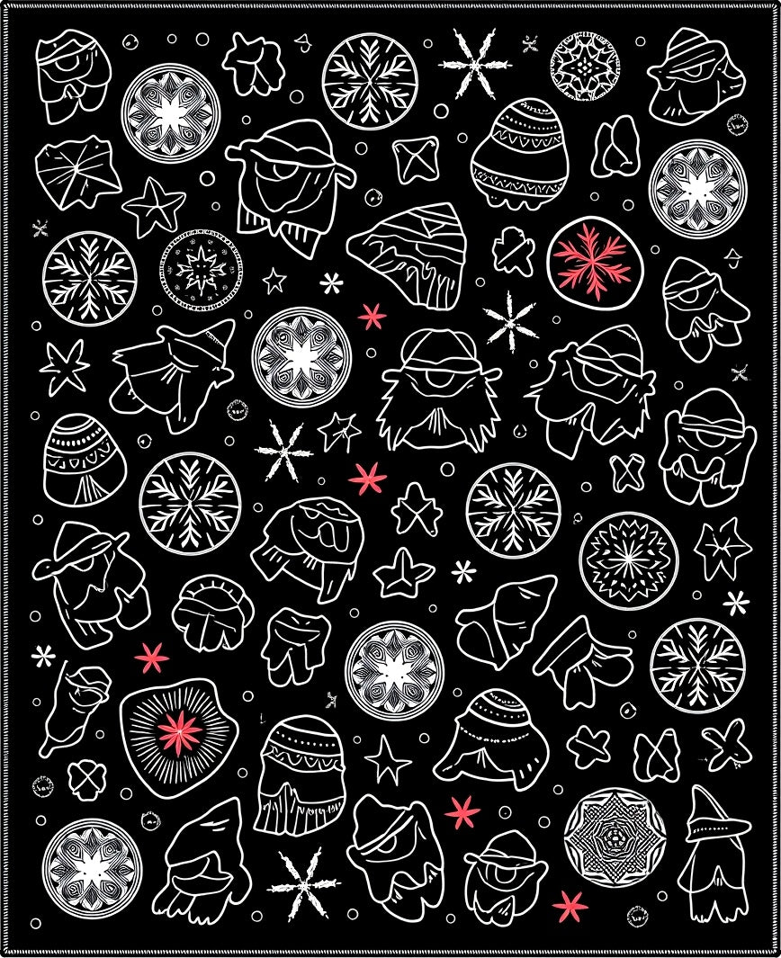 Whimsical Red Starburst Characters Rug