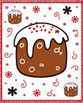 Christmas Cake Whimsical Red Border Rug