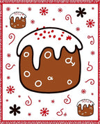 Christmas Cake Whimsical Red Border Rug
