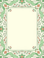 Art Nouveau Green Floral Border Rug