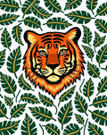 Bold Orange Tiger Jungle Leaf Rug