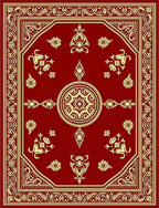 Crimson Gold Ornate Floral Medallion Rug