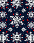 Dark Navy White Snowflakes Red Stars Rug