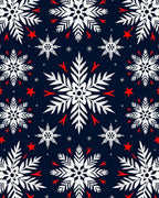 Dark Navy White Snowflakes Red Stars Rug