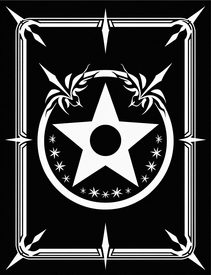 Bold Black White Star Emblem Rug