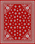 Red White Snowflake Corner Medallion Rug