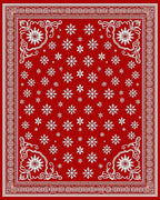 Red White Snowflake Corner Medallion Rug