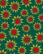Emerald Green Red Yellow Floral Scatter Rug