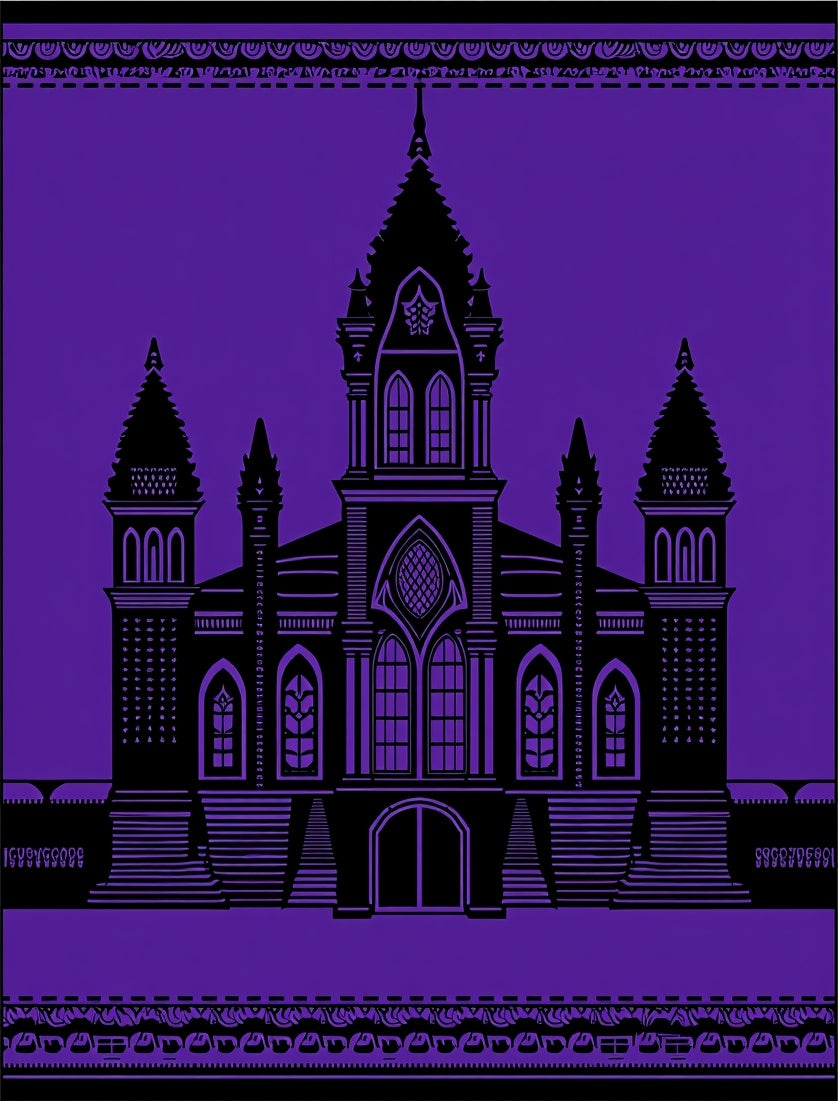 Gothic Castle Violet Silhouette Rug