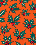 Festive Holly Berry Orange Red Rug