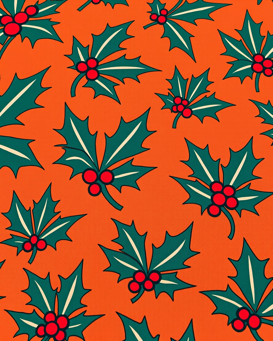 Festive Holly Berry Orange Red Rug