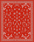 Crimson Winter Forest Snowflake Arrangement Rug