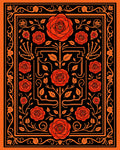 Orange Black Rose Skeleton Garden Rug