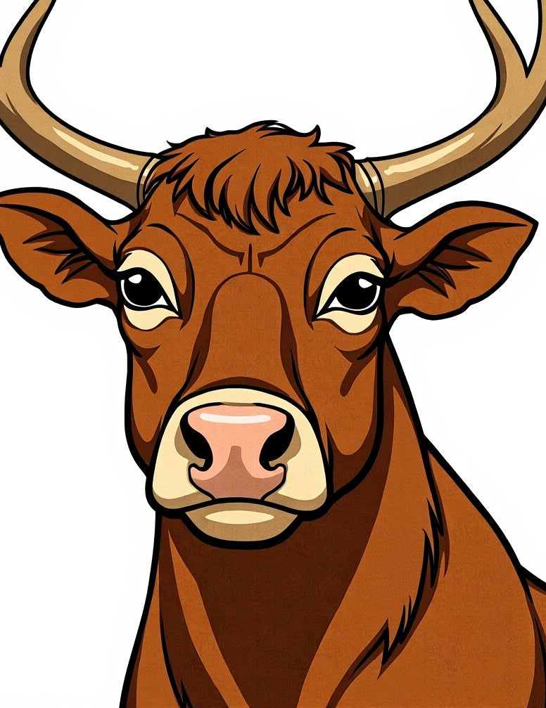 Brown Bull Head Realistic Portrait Rug