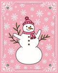 Pink Snowman Snowflake Border Rug