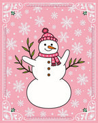 Pink Snowman Snowflake Border Rug