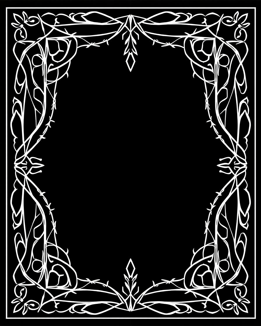 White Art Nouveau Floral Vine Frame Rug