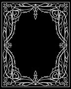 White Art Nouveau Floral Vine Frame Rug