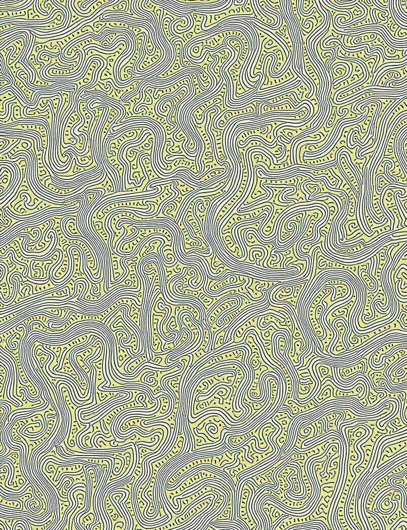 Yellow Maze Line Art Rug