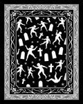 Spooky Black White Graveyard Figures Rug