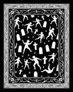 Spooky Black White Graveyard Figures Rug