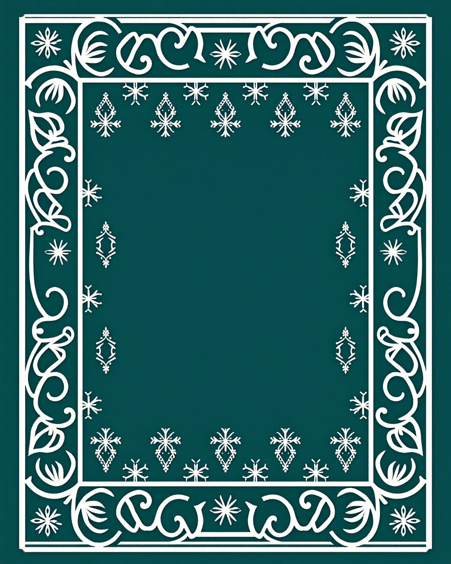 White Damask Snowflake Frame Teal Rug